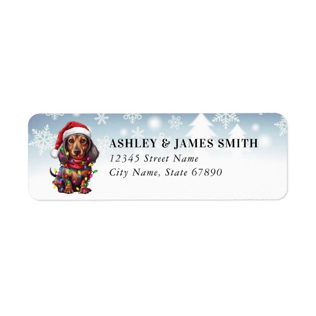 Christmas Dachshund Return Address Labels (Front)
