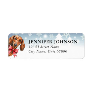 Christmas Dachshund Return Address Labels