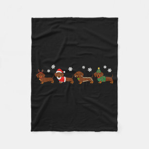 Christmas Dachshund Santa Hat Dog Lover Dog Mum Do Fleece Blanket