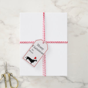 Christmas Dachshund & Santa Hat Gift Tags