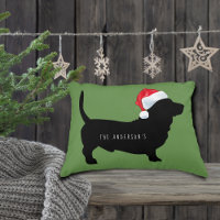 Christmas Dachshund Santa Hat Monogram