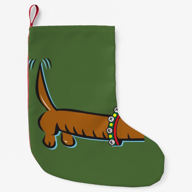 Christmas Dachshund Small Christmas Stocking (Front)