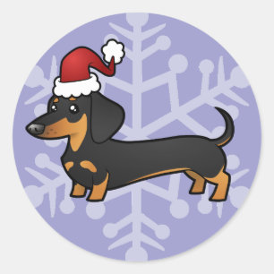 Christmas Dachshund (smooth coat) Classic Round Sticker