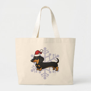 Christmas Dachshund (smooth coat) Large Tote Bag