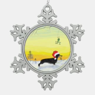 christmas dachshund snowflake pewter christmas ornament