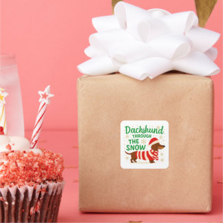 Christmas Dachshund Square Sticker