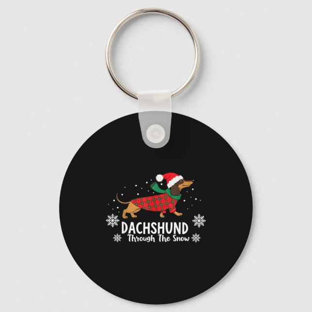 Christmas Dachshund Through The Snow Wiener Dog Sa Key Ring (Front)