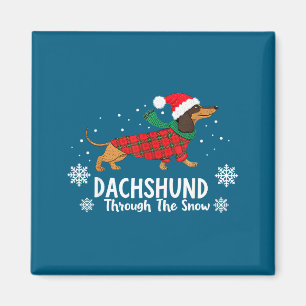 Christmas Dachshund Through The Snow Wiener Dog Sa Magnet