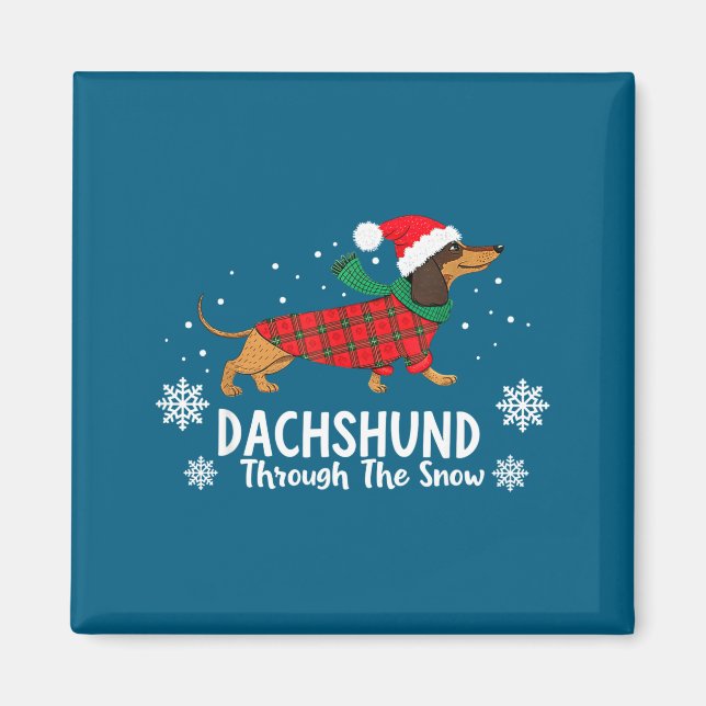 Christmas Dachshund Through The Snow Wiener Dog Sa Magnet (Front)