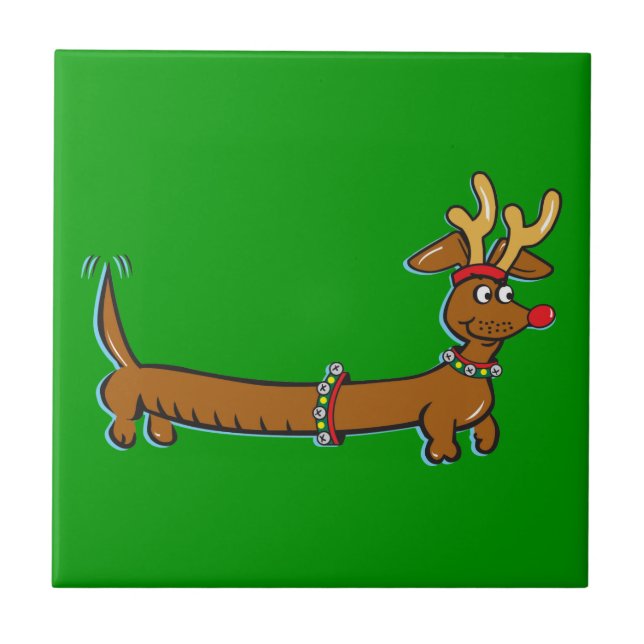 Christmas Dachshund Tile (Front)