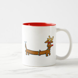 Christmas Dachshund Two-Tone Coffee Mug