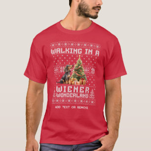 Christmas Dachshund Walking in a Wiener Wonderland T-Shirt