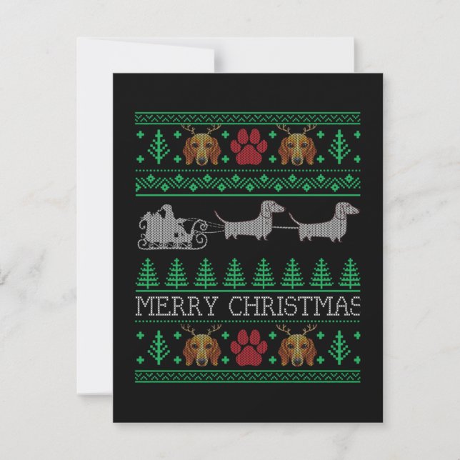 Christmas Dachshund Wiener Dog Card (Front)