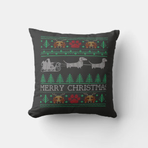 Christmas Dachshund Wiener Dog Dachshund Ugly Chri Cushion