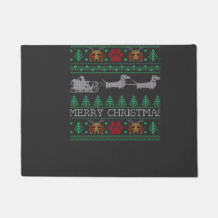 Christmas Dachshund Wiener Dog Dachshund Ugly Chri Doormat