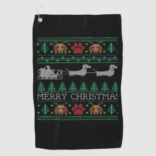 Christmas Dachshund Wiener Dog Dachshund Ugly Chri Golf Towel