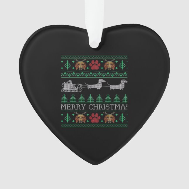 Christmas Dachshund Wiener Dog Dachshund Ugly Chri Ornament (Front)