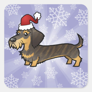 Christmas Dachshund (wirehair) Square Sticker