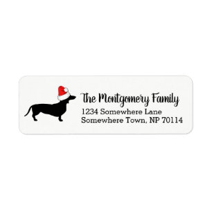 Christmas Dachshund with Santa Hat & Family Name