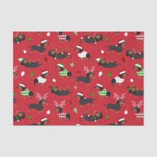 Christmas Dachshunds Red Tissue Paper