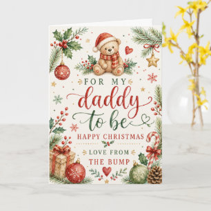 Christmas Daddy-to-Be Watercolor Teddy Bear Card