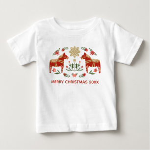 Christmas Dala Horse Baby T-Shirt