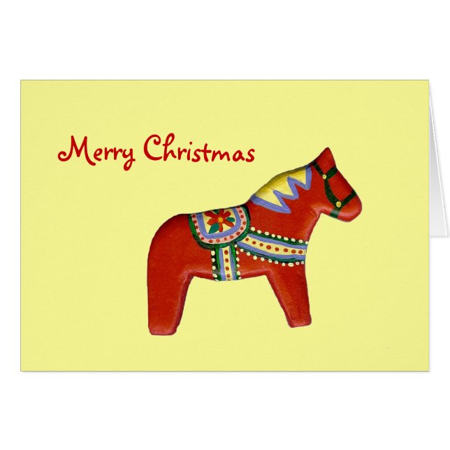 Christmas Dala Horse Card (Front Horizontal)
