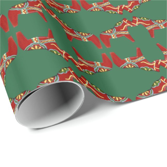 Christmas  Dala Horse Wrapping Paper (Roll Corner)