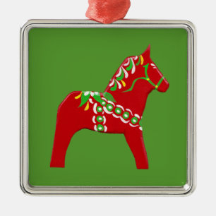 Christmas Dala Horses Metal Tree Decoration