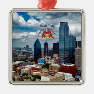 Christmas, Dallas, Texas skyline Metal Tree Decoration
