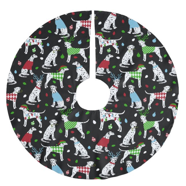 Christmas Dalmatian Brushed Polyester Tree Skirt (Front)