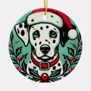 Christmas Dalmatian Ceramic Tree Decoration