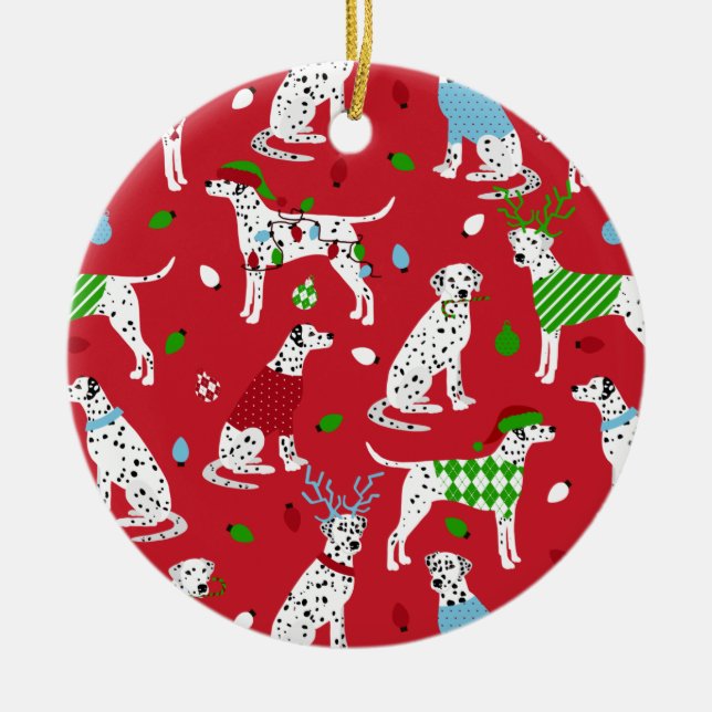 Christmas Dalmatian Ceramic Tree Decoration (Front)