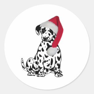 Christmas Dalmatian Classic Round Sticker