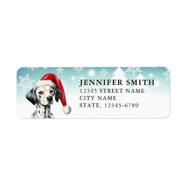 Christmas Dalmatian Dog Return Address Labels (Front)