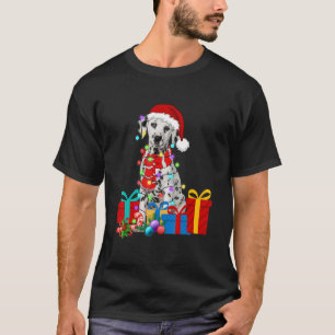 Christmas Dalmatian Dog Xmas Lights Santa Hat Paja T-Shirt