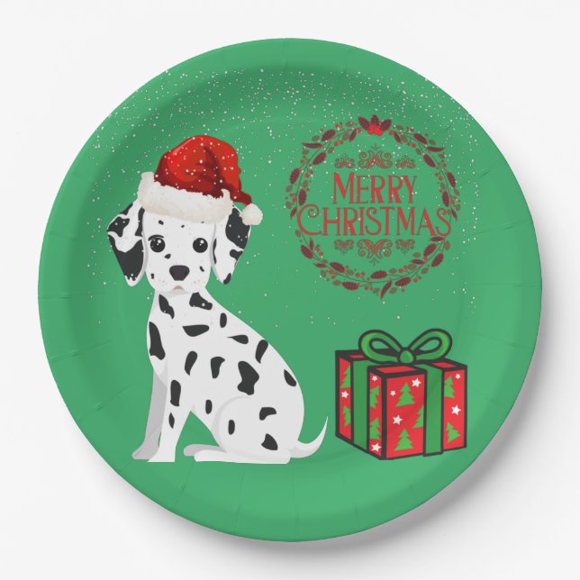 Christmas Dalmatian & gifts paper plates! Paper Plate (Front)