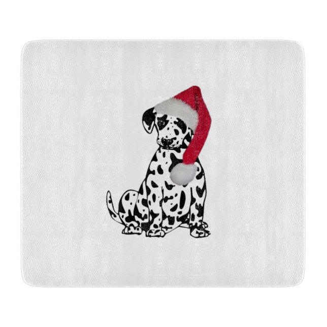 Christmas Dalmatian Glass Cutting Board (Front)