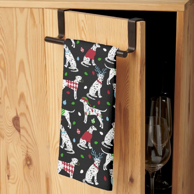Christmas Dalmatian Kitchen Towel (Thirds Fold)