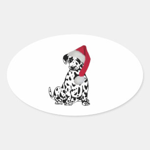 Christmas Dalmatian Oval Sticker