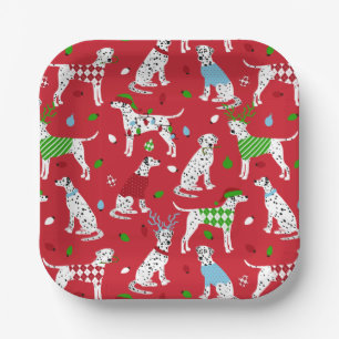 Christmas Dalmatian Paper Plate