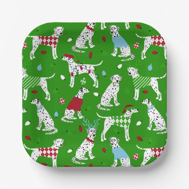 Christmas Dalmatian Paper Plates (Front)