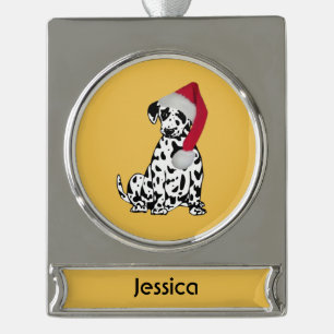 Christmas Dalmatian Personalised Photo Silver Plated Banner Ornament