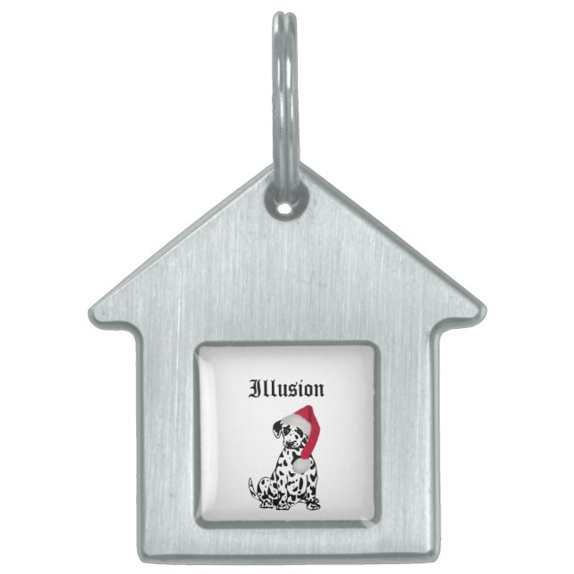 Christmas Dalmatian Pet Name Pet ID Tag (Front)