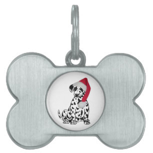 Christmas Dalmatian Pet Name Tag