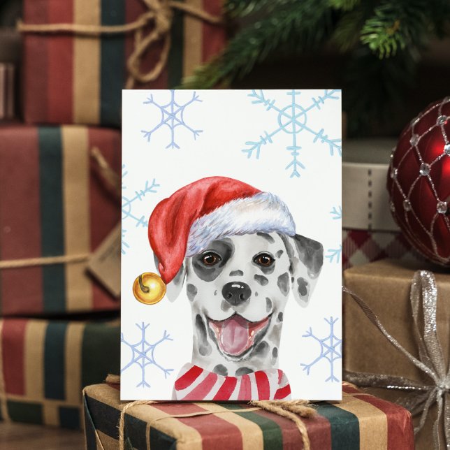 Christmas Dalmatian Pet Xmas Hat Scarf Funny Dog H Holiday Card (Creator Uploaded)