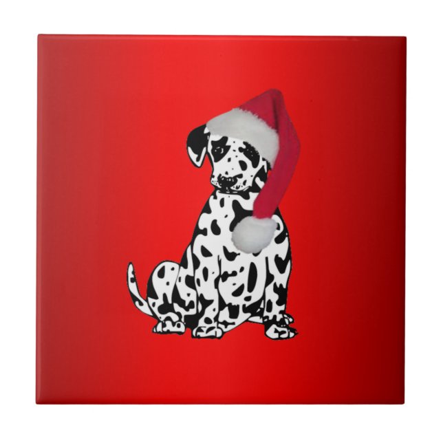 Christmas Dalmatian Red Tile (Front)