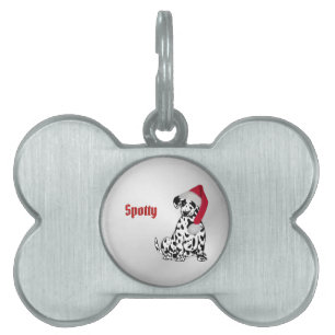 Christmas Dalmatian Silver Name Pet ID Tag