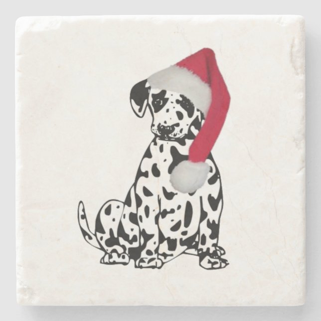 Christmas Dalmatian Stone Coaster (Front)