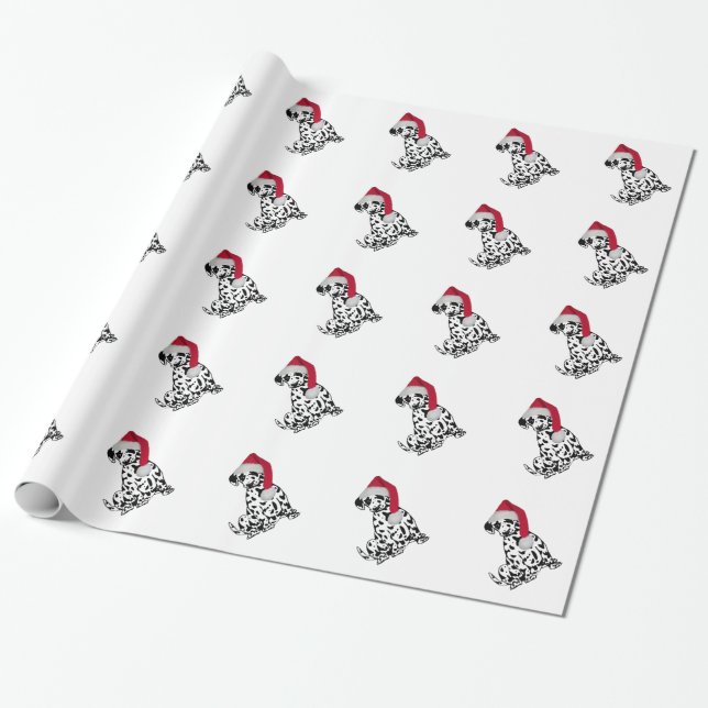 Christmas Dalmatian Wrapping Paper (Unrolled)